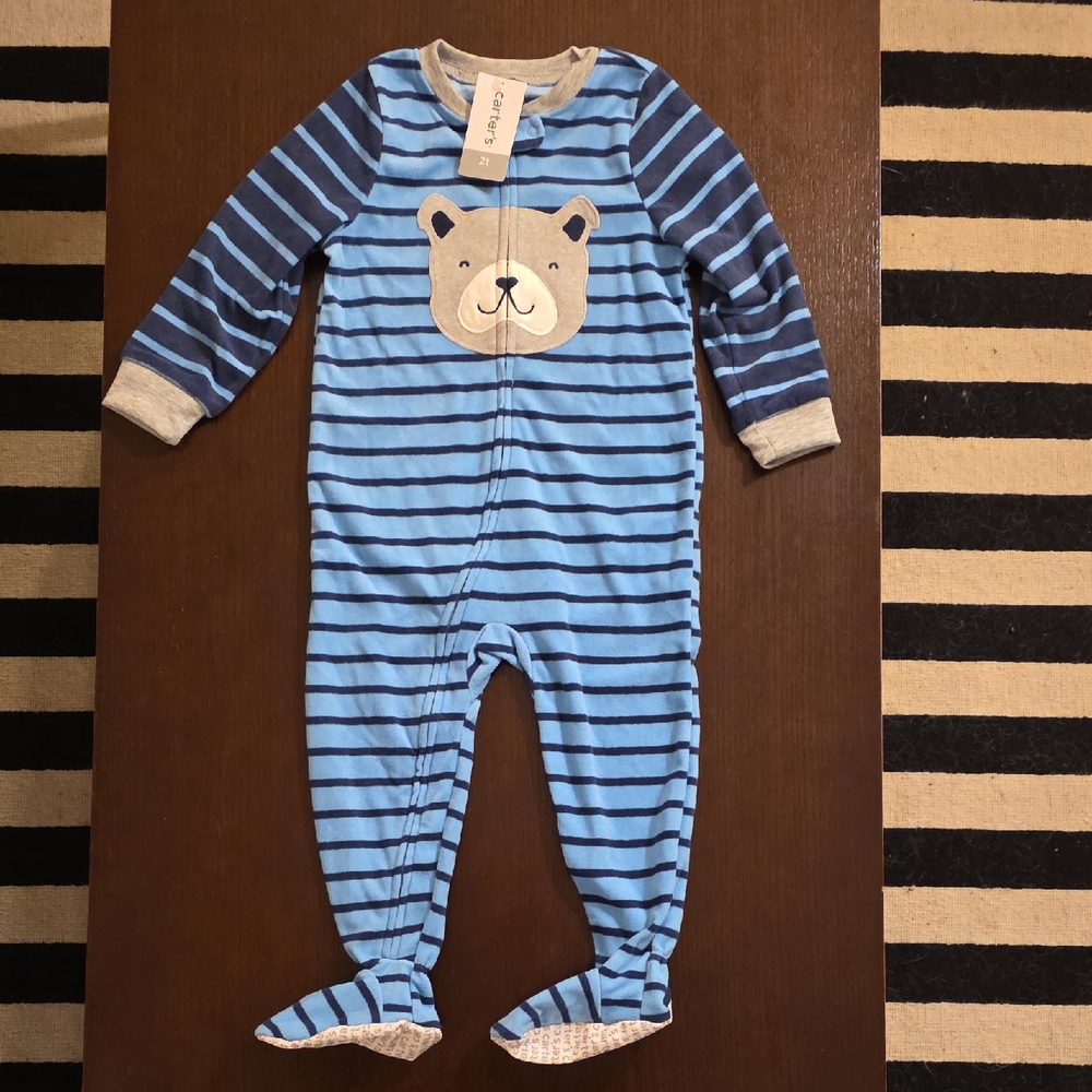 Carter's Blue and Navy Striped Bear Footie